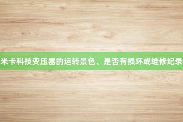 米卡科技变压器的运转景色、是否有损坏或维修纪录