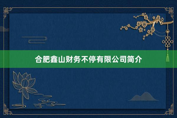 合肥鑫山财务不停有限公司简介